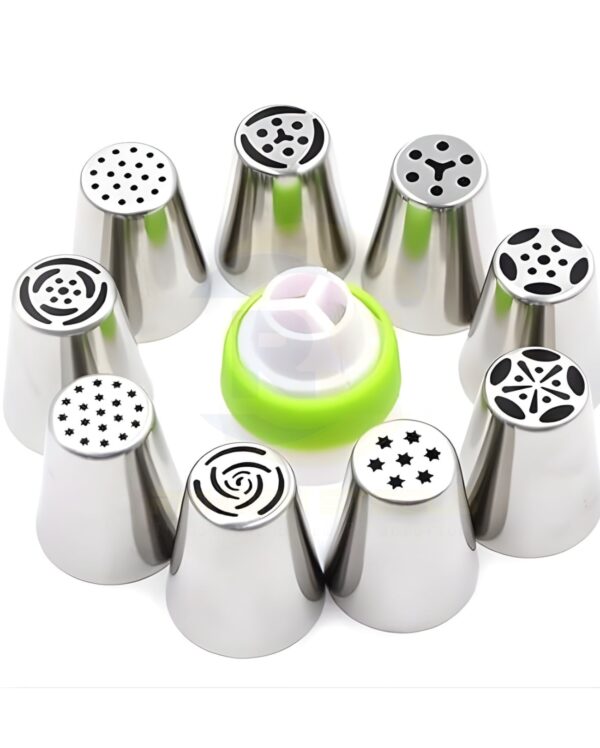 9pcs SS Jumbo Nozzles Set – Cake Decorating Tips for Cream, Frosting & Bakery Use