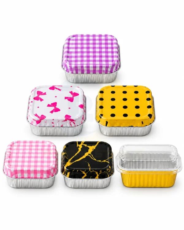 Foil Containers Square – Assorted Shapes & Colours