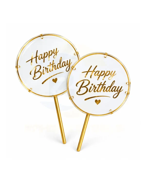 Happy Birthday Topper – Transparent & White